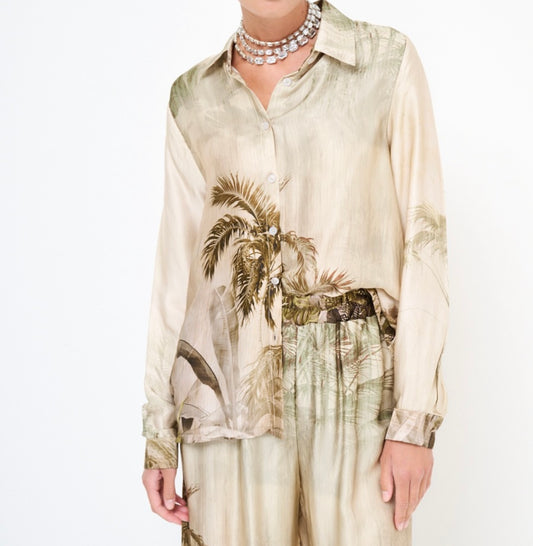 Camicia Palm Print Beige