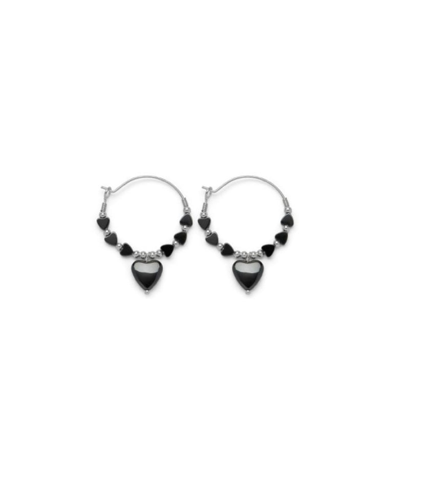 Orecchini Cuore Pendente Ematite