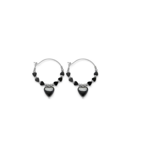 Orecchini Cuore Pendente Ematite