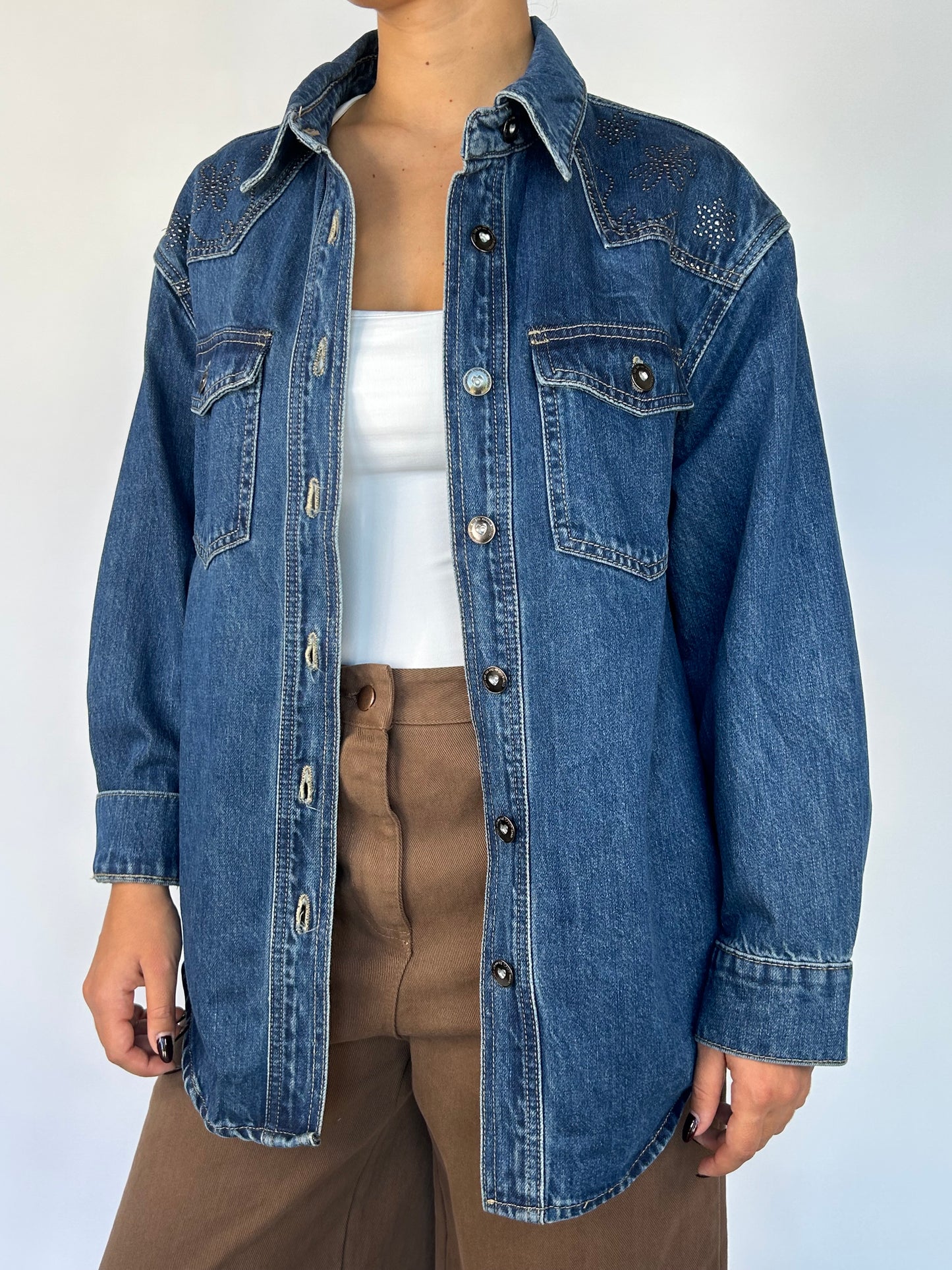 Camicia Jeans Borchiette