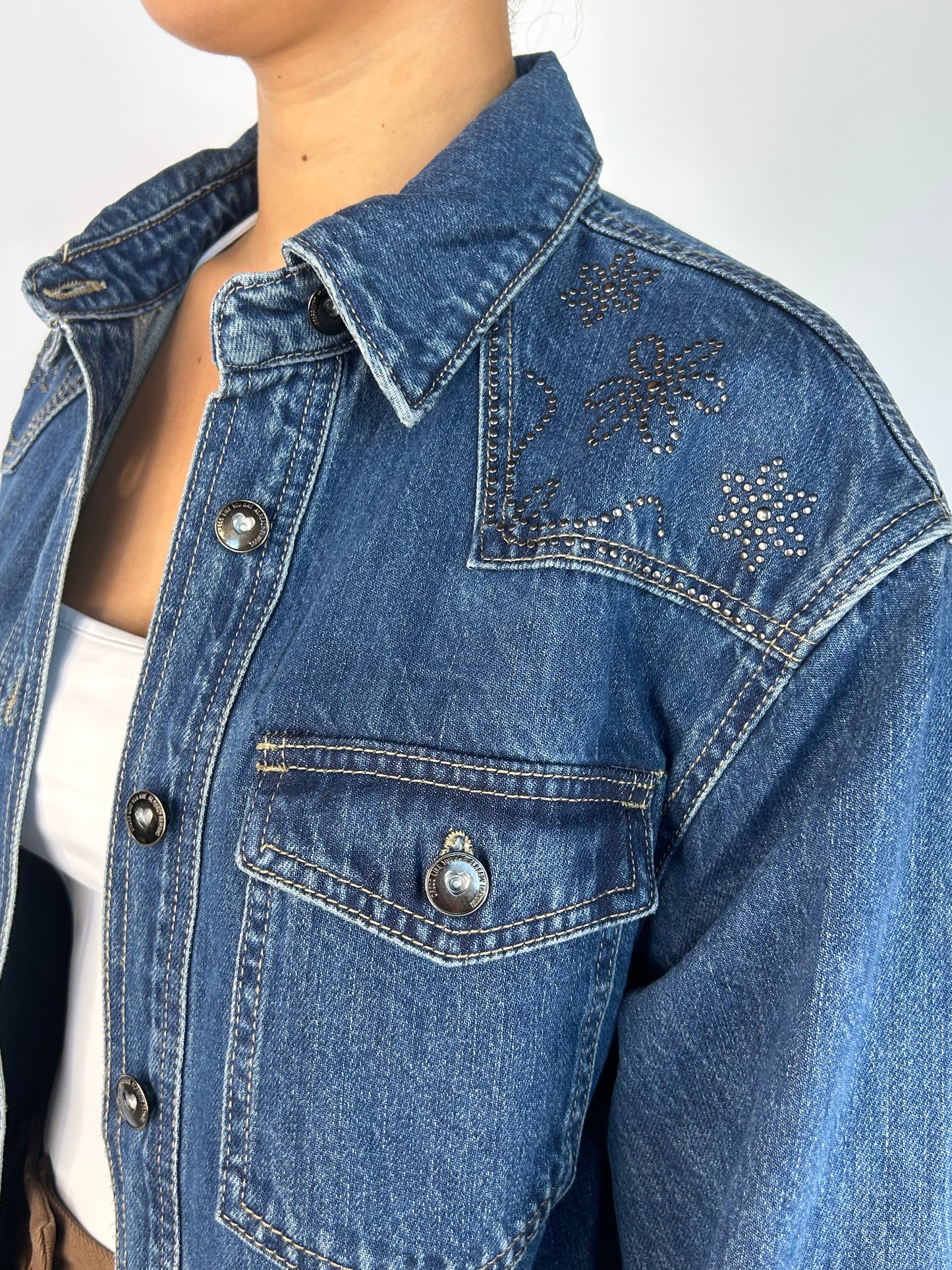 Camicia Jeans Borchiette