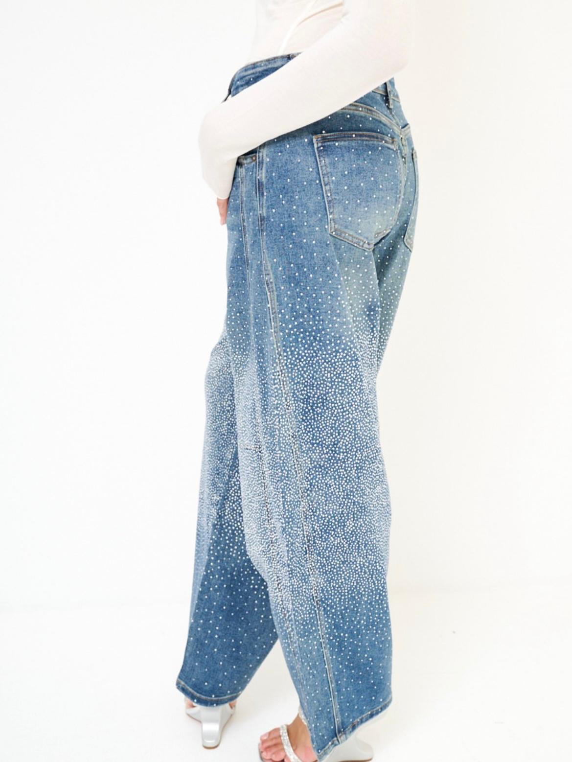 Pantalone largo con strass