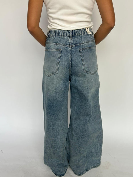 Jeans wide leg elastic