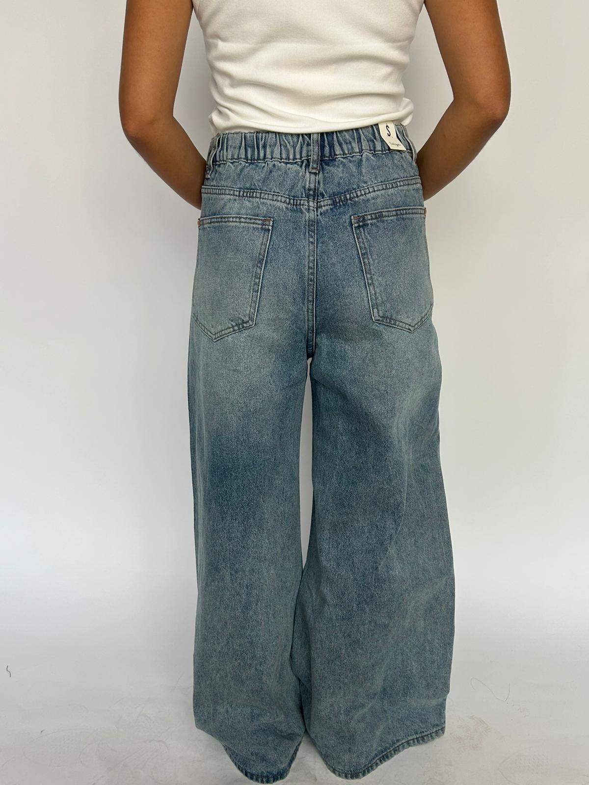 Jeans wide leg elastic